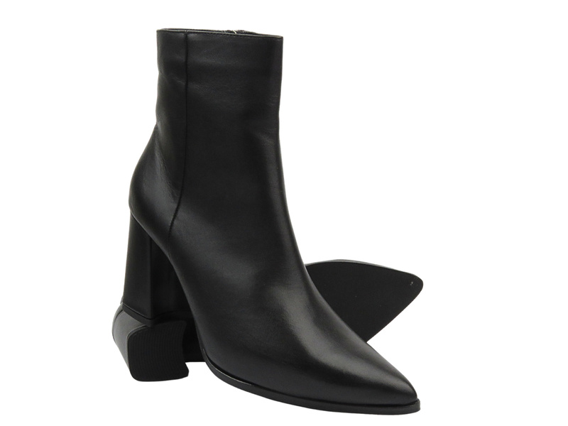 Eleganckie botki damskie na obcasie - VENEZIA L006LEBLOBB034, czarne na suwak