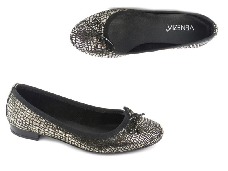 Eleganckie balerinki w lśniącej czerni - Venezia 2045