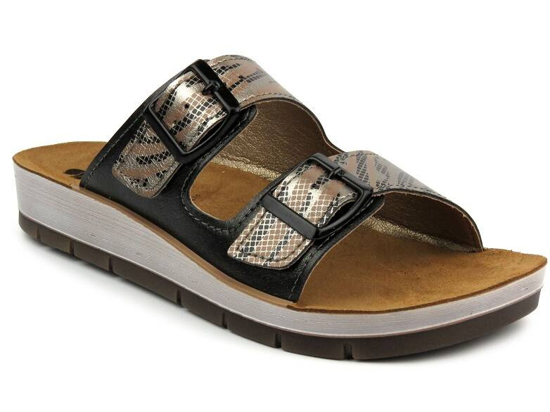 Klapki damskie z klamrami - INBLU CP-45, czarne