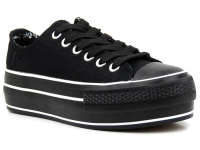 Trampki damskie na platformie - LEE COOPER 22-31-0843L, czarne