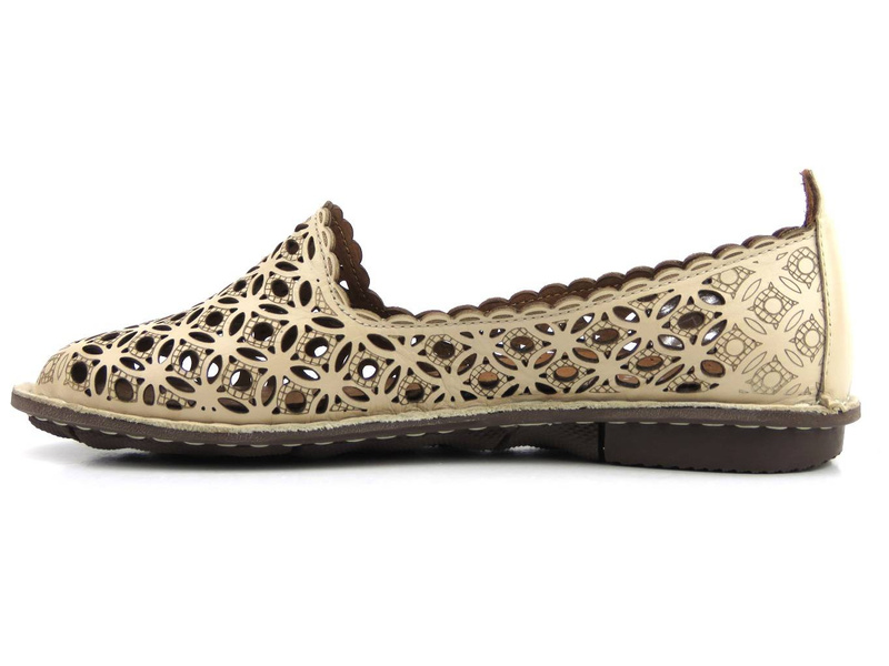 Ażurowe półbuty damskie - VENEZIA 0014101-1, beżowe