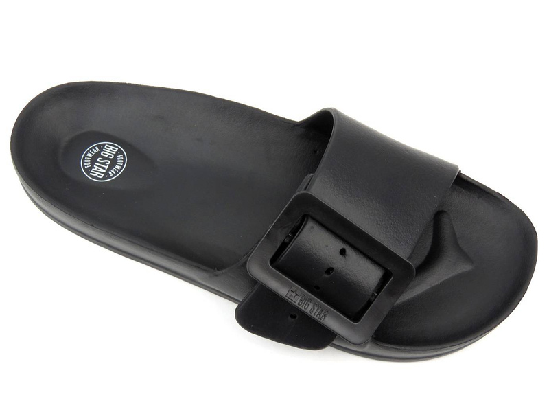 Gumowe klapki damskie z klamrą - Big Star FF274A389, czarne