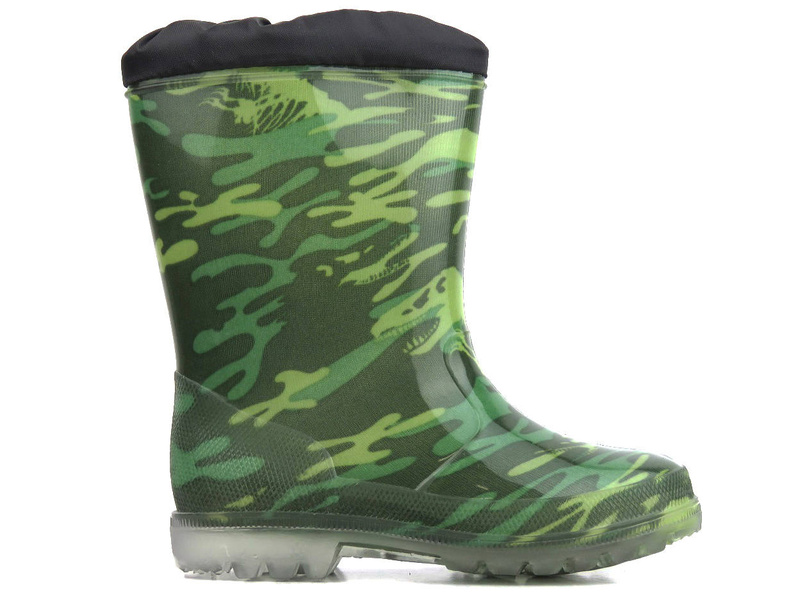Wysokie kalosze dziecięce - WOJTYŁKO 2205, zielone moro