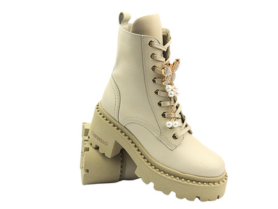 Botki damskie - CheBello 4590, beżowe