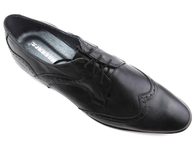 Skórzane półbuty, brogsy męskie MOSKAŁA A118, czarne