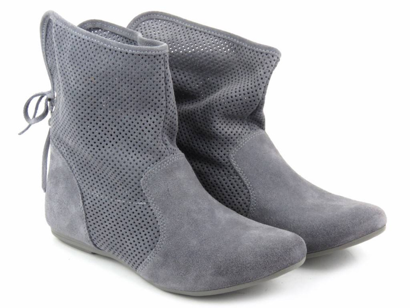 Zamszowe botki damskie wiosenne Veronii 1697, szare