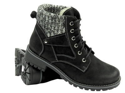 Wygodne trapery damskie z miękkiej skóry Nika Komfort 1178, czarne