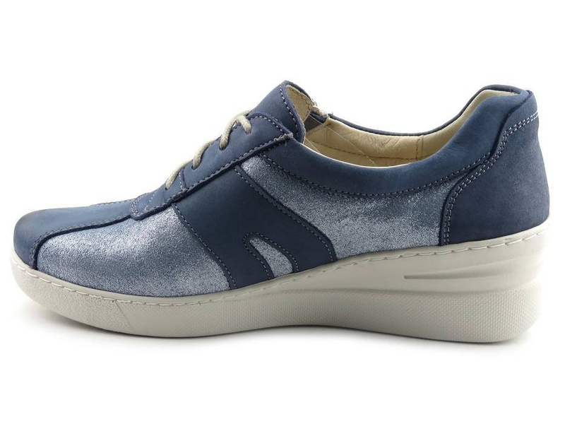 Sneakersy damskie ze skóry naturalnej - Helios 377, granatowe