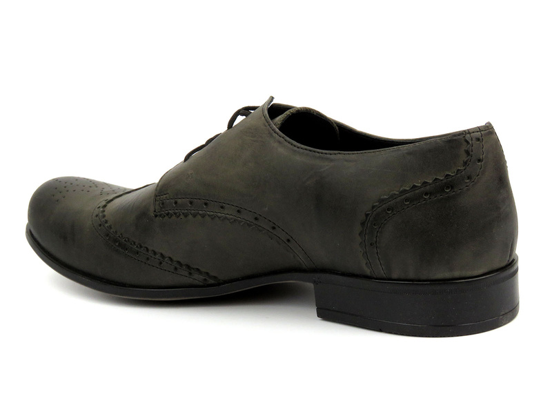 Półbuty męskie skórzane - Moskała 402, szare