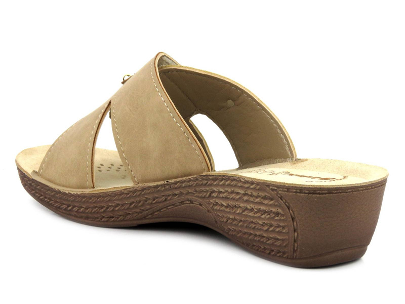 Klapki damskie z regulowaną cholewką - INBLU GL-54, piaskowe