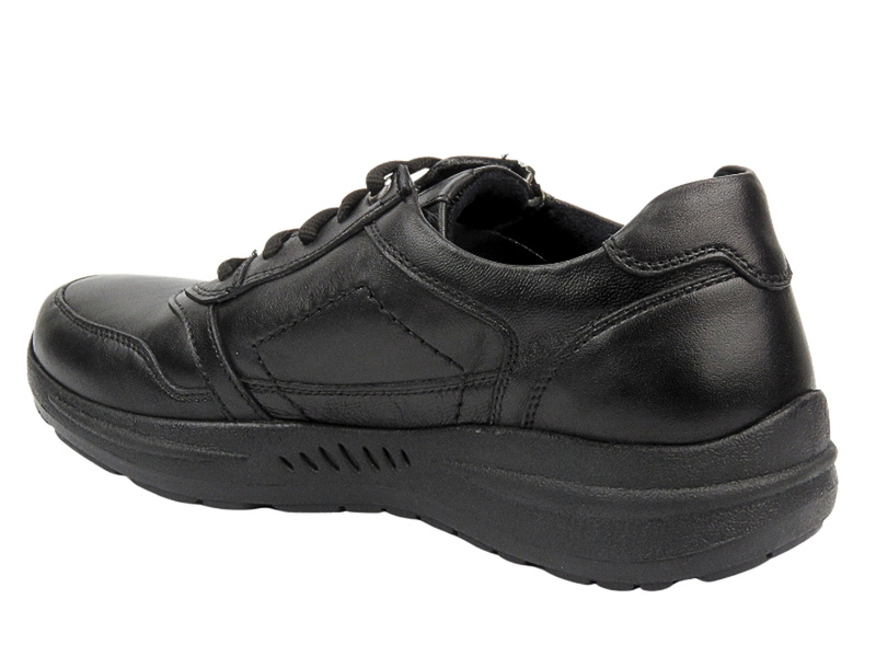 Buty Męskie Skórzane - Comfortabel 640237-01 Czarne Na Zamek