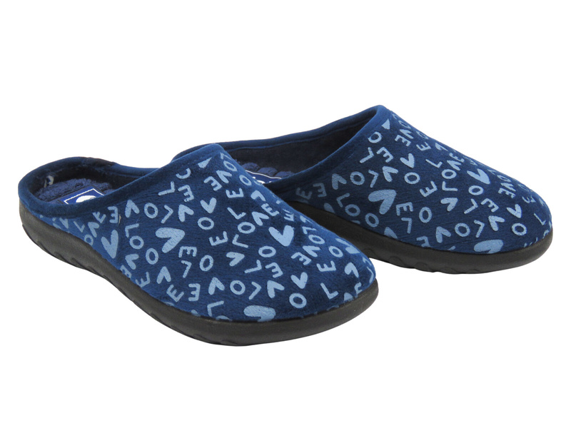 Miękkie kapcie damskie domowe Inblu ET-32, granatowy
