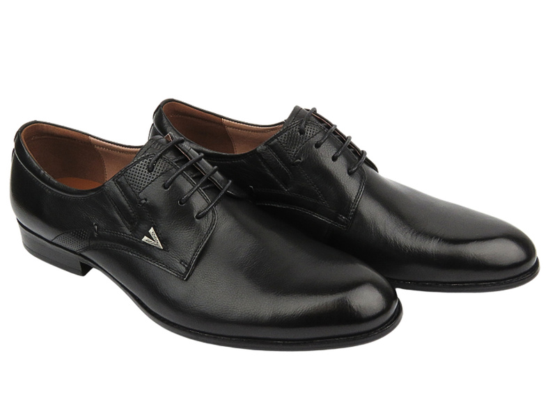 Eleganckie półbuty męskie skórzane - JOHN DOUBARE 720-86-T1, czarne