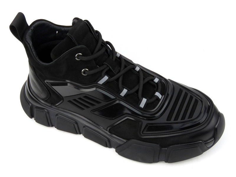 Kosmiczne sneakersy męskie z ociepleniem - JOHN DOUBARE H258-WG-487R, czarne