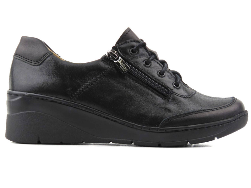 Wygodne półbuty damskie ze skóry - Helios Komfort 334S, czarne