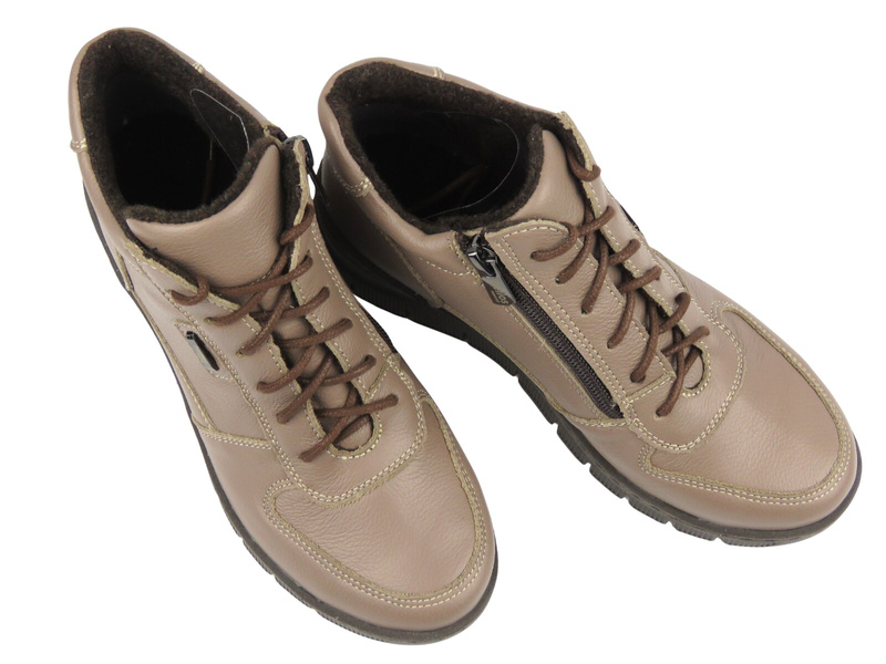 Skórzane botki damskie polskiego producenta - HELIOS Komfort 543S, khaki