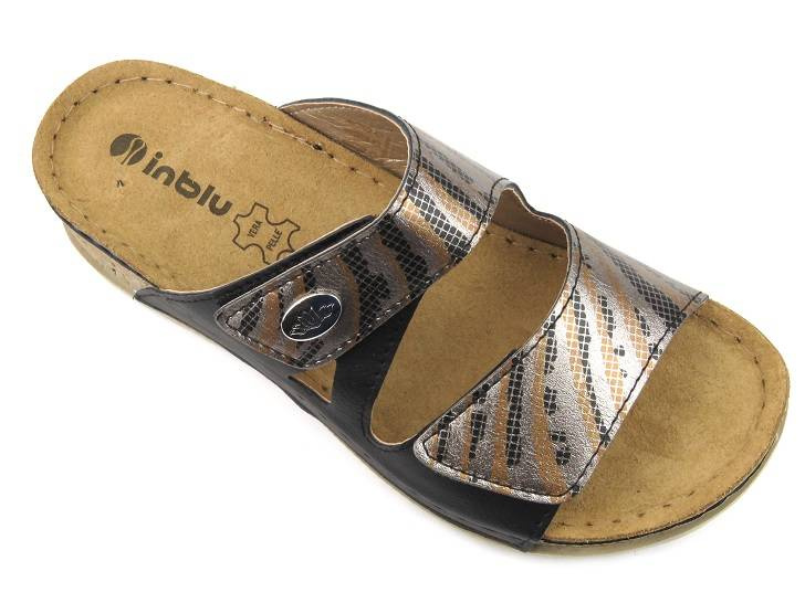 Klapki damskie z paskami na rzep - INBLU NV-02, czarne