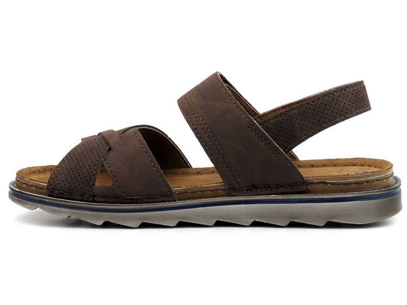 Sandały męskie na rzepy - INBLU BU-08, ciemnobrązowe