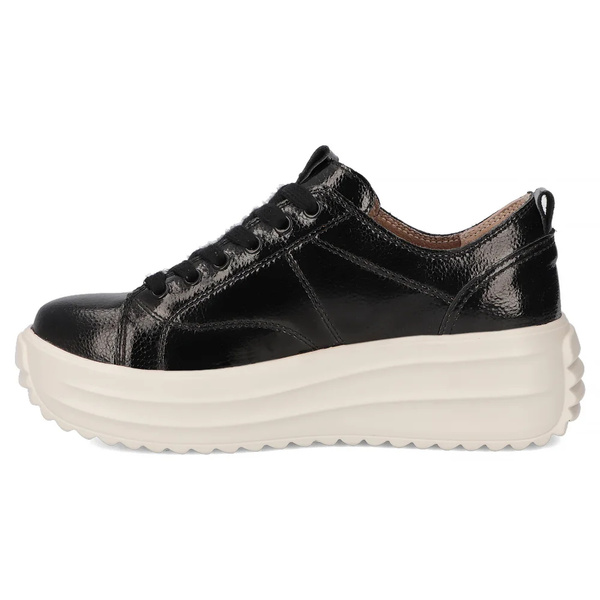 Skórzane sneakersy damskie na platformie czarne Filippo DP6795/25
