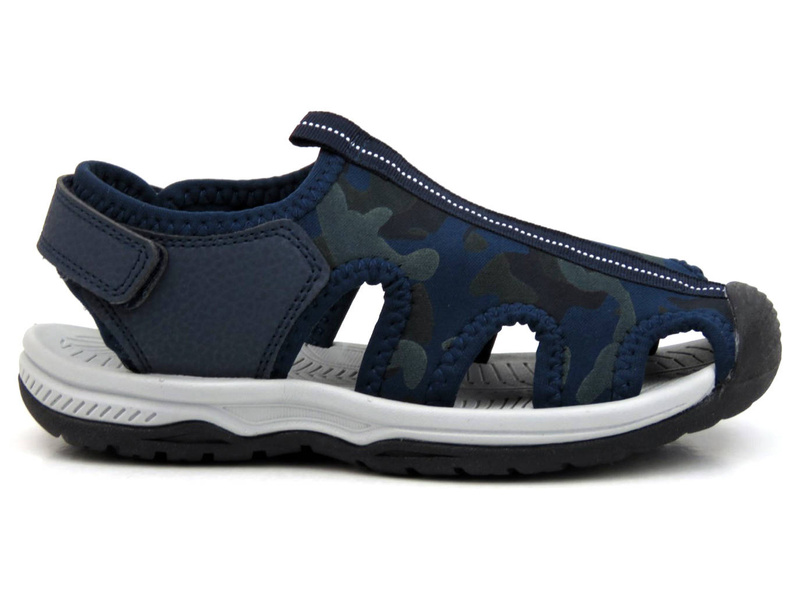 Sandały dziecięce, młodzieżowe z zakrytymi palcami - WOJTYŁKO 22311, granatowe w moro