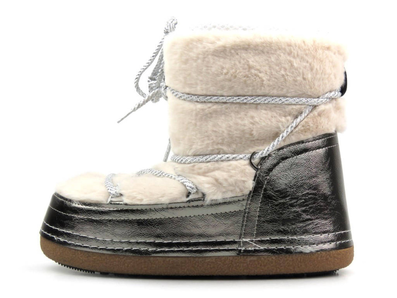 Śniegowce damskie, buty zimowe futerkowe - VENEZIA OB-011, beżowe