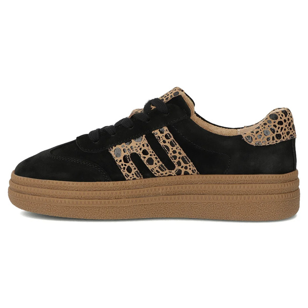 Skórzane sneakersy damskie czarne z panterką Filippo DP7114/25