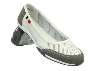 Ażurowe półbuty damskie wsuwane - Nika Komfort H-600, biało-szare