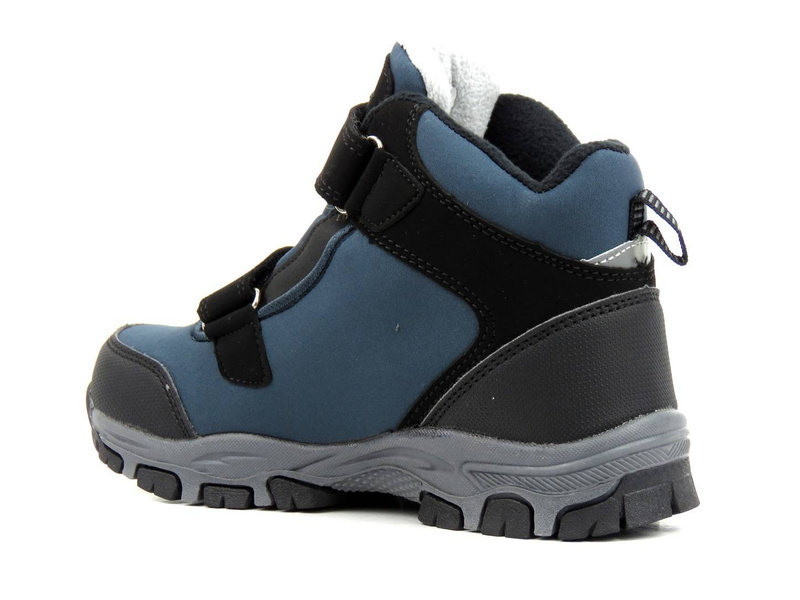 Zimowe trekkingi dziecięce na rzepy - AMERICAN CLUB Soft Shell WT69/21, granatowe