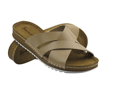 Klapki damskie na lato, wakacje - Sanipur  VO-05, beżowe