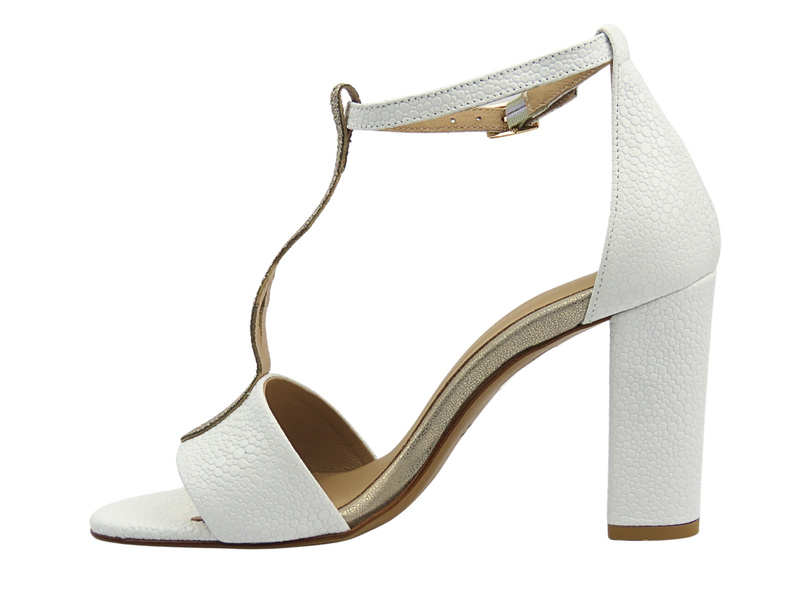 Sandały damskie na efektownym obcasie - UNCOME 40181, białe