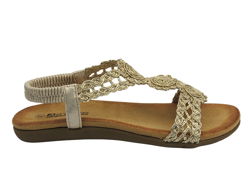 Sandały damskie na płaskiej podeszwie wsuwane złote Artiker 56C1281