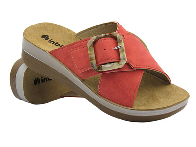 Klapki damskie z klamrą czerwone INBLU FT-20