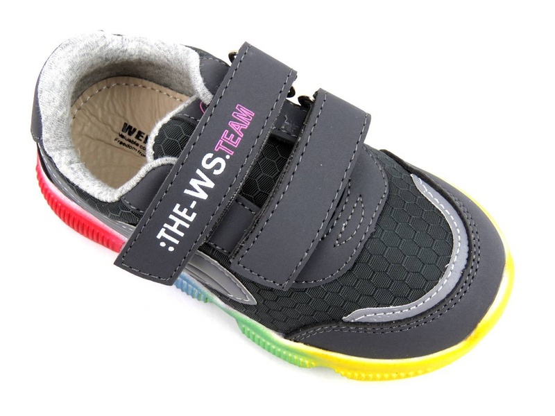 Sneakersy dziecięce z kolorową podeszwą - WEESTEP R366153031, ciemnoszare