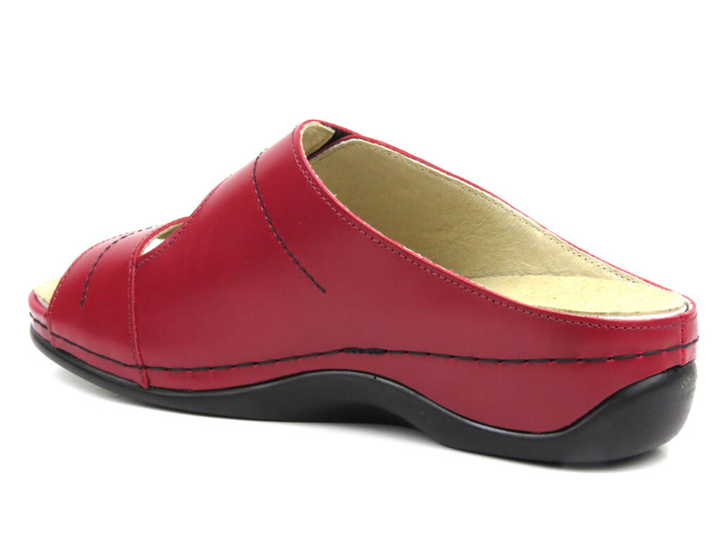 Wysokojakościowe klapki damskie na rzepy - BERKEMANN 01002-277, czerwone