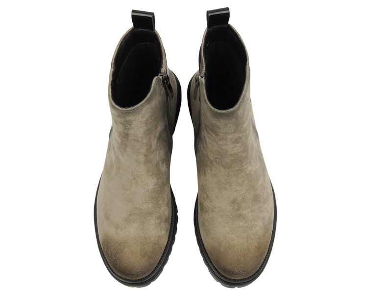 Ocieplane, klasyczne botki damskie khaki Potocki 25-19314