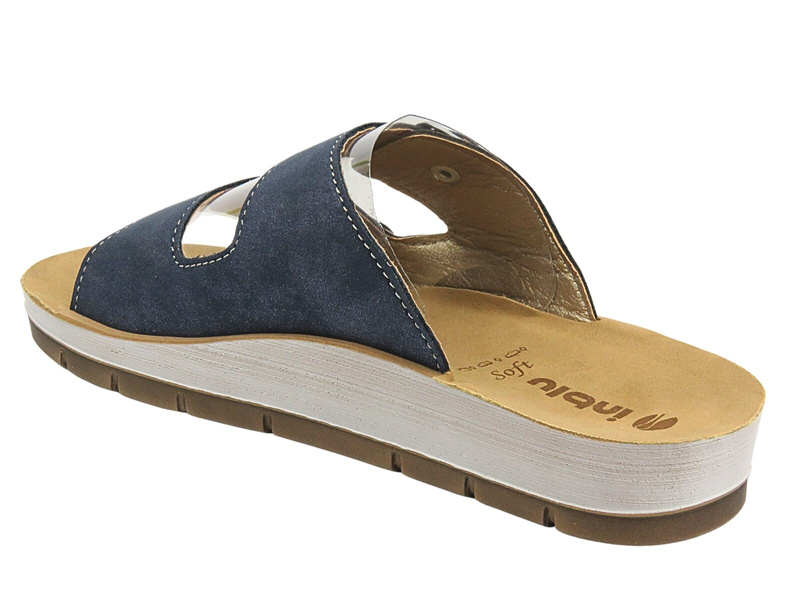 Klapki damskie z klamrami - INBLU PROCIDA, niebieskie - wsuwane