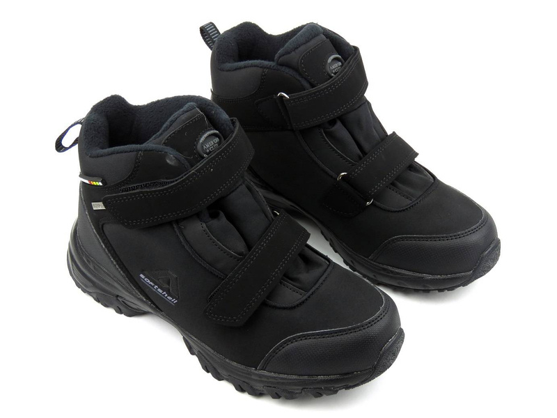 Zimowe trekkingi damskie z softshell - AMERICAN CLUB WT68/21(22), czarne