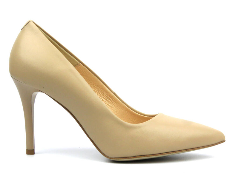 Eleganckie szpilki z noskiem w szpic - UNCOME 35004, beżowe