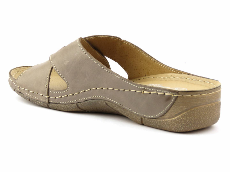 Wygodne klapki damskie polskiej marki HELIOS Komfort 229, beżowe