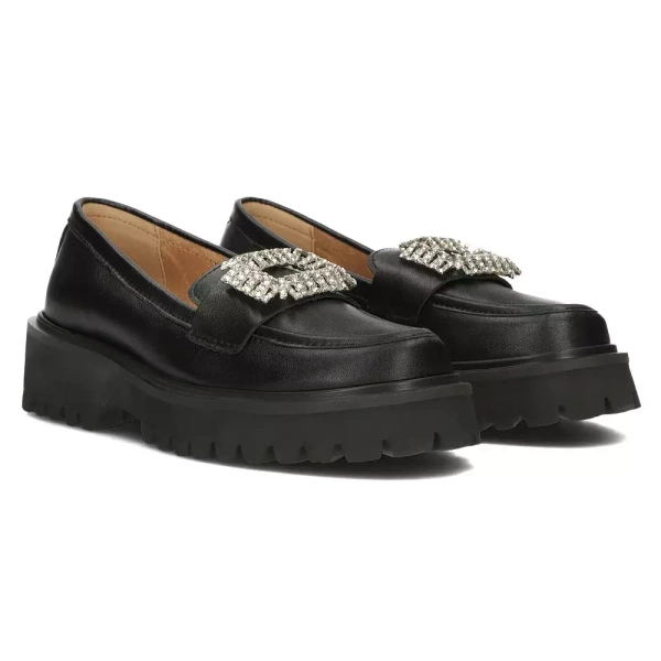 Skórzane półbuty, loafersy damskie  - Filippo DP4793/23, czarne