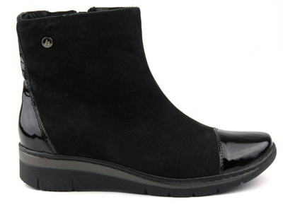 Wysokie botki damskie z suwakiem - HELIOS Komfort 573, czarne