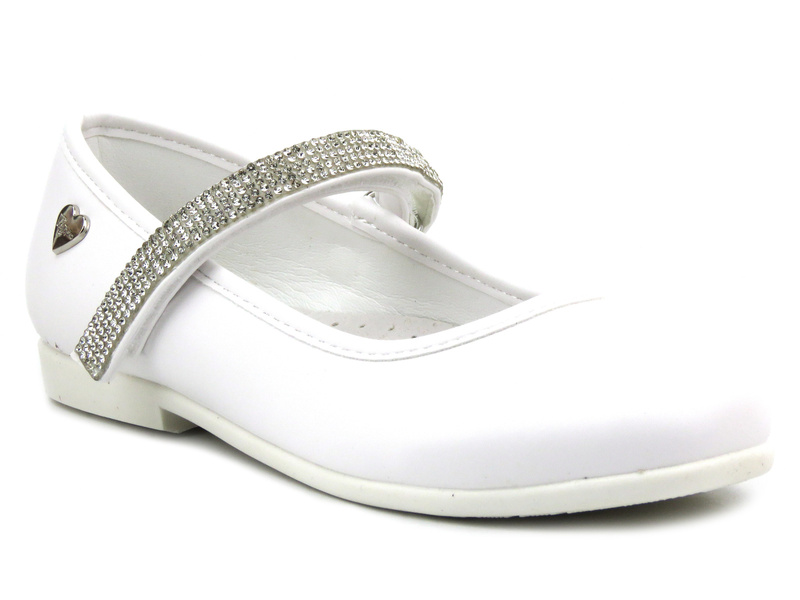 Eleganckie balerinki, czółenka komunijne - Wojtyłko 23714, białe 
