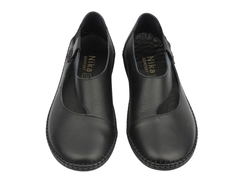 Skórzane półbuty damskie czarne Nika Komfort H2030