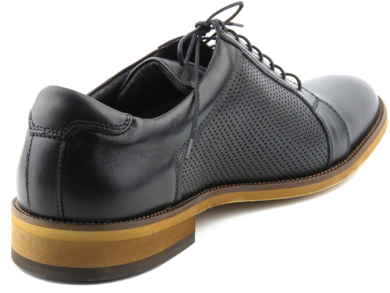 Półbuty męskie z wysokiej jakości skóry licowej - IGUANA Lider 348-459, czarne