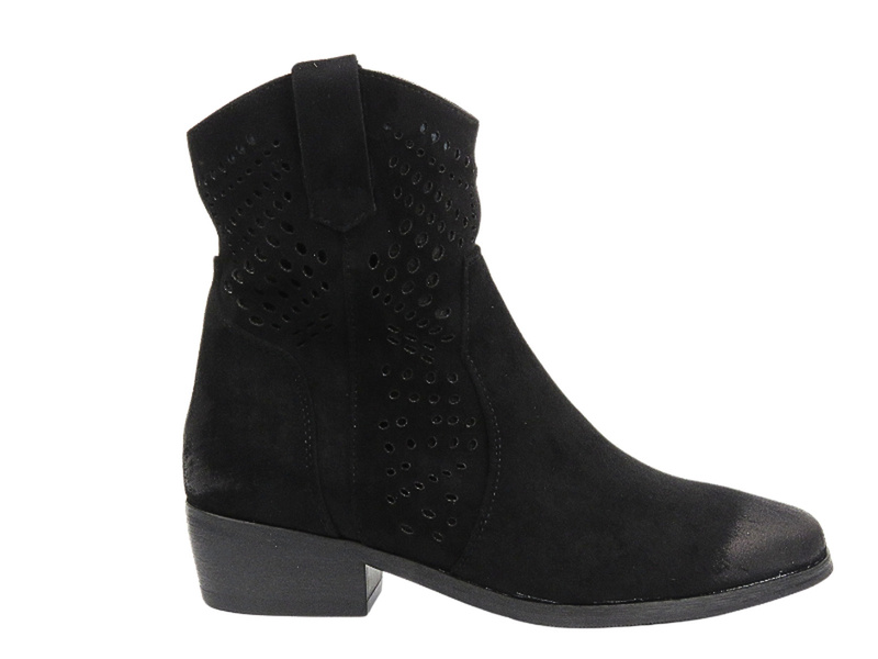 Ażurowe botki na delikatnym obcasie czarne Potocki 24-12455