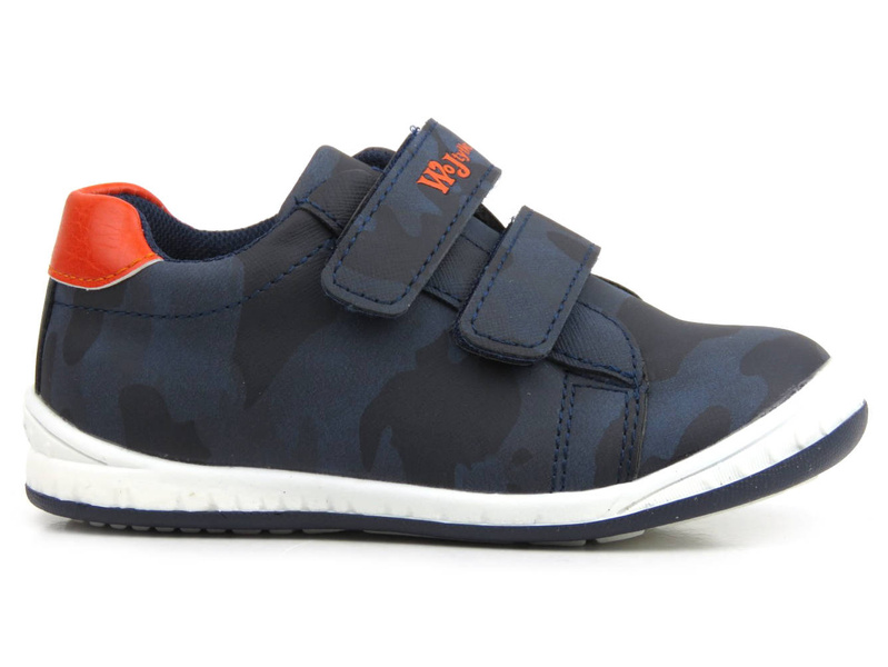 Półbuty, buty sportowe dziecięce ze skórzaną wyściółką - Wojtyłko 22006, granatowe w moro