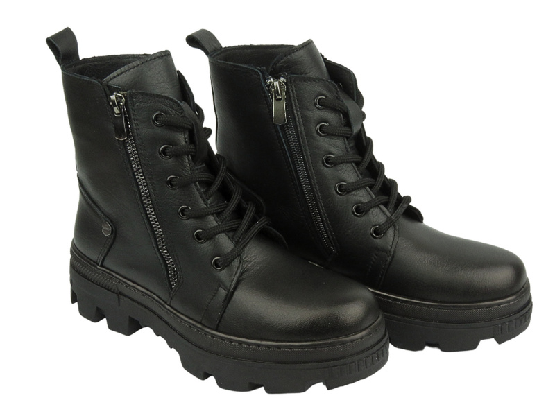 Botki damskie skórzane - VACARRO 1002, czarne