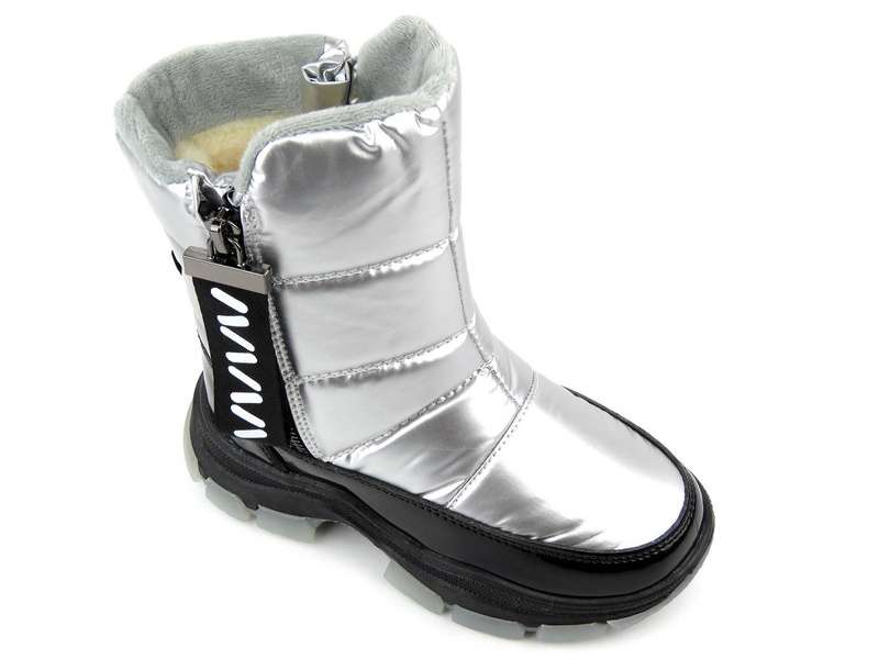 Solidne śniegowce dziecięce z ciepłą, wełnianą wyściółką - WEESTEP R982357867S (R982358855), srebrne