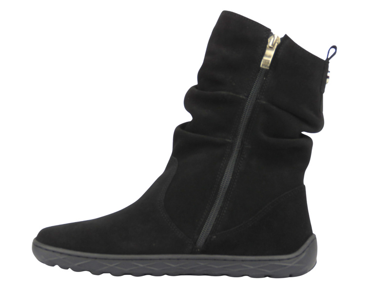 Barefoot botki damskie ze skóry welurowej Nika 1465, czarne