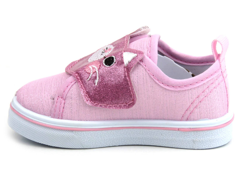 Wygodne trampki dziecięce z kotkiem na cholewce - AXIM 22102, różowe